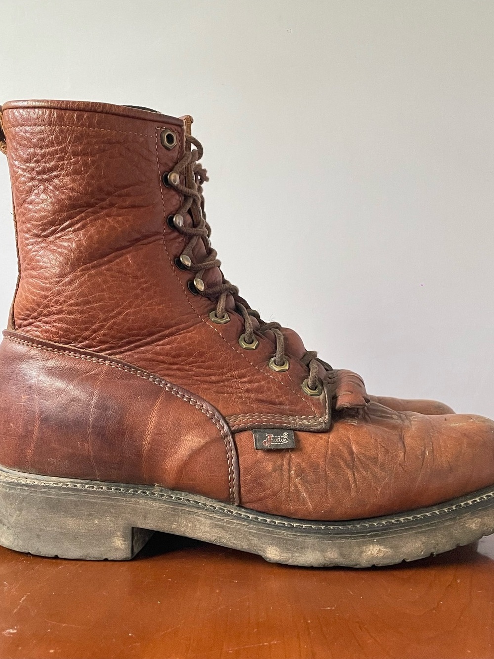 Vintage Justin Conductor 8" Original Work Boots | US 10 EE
